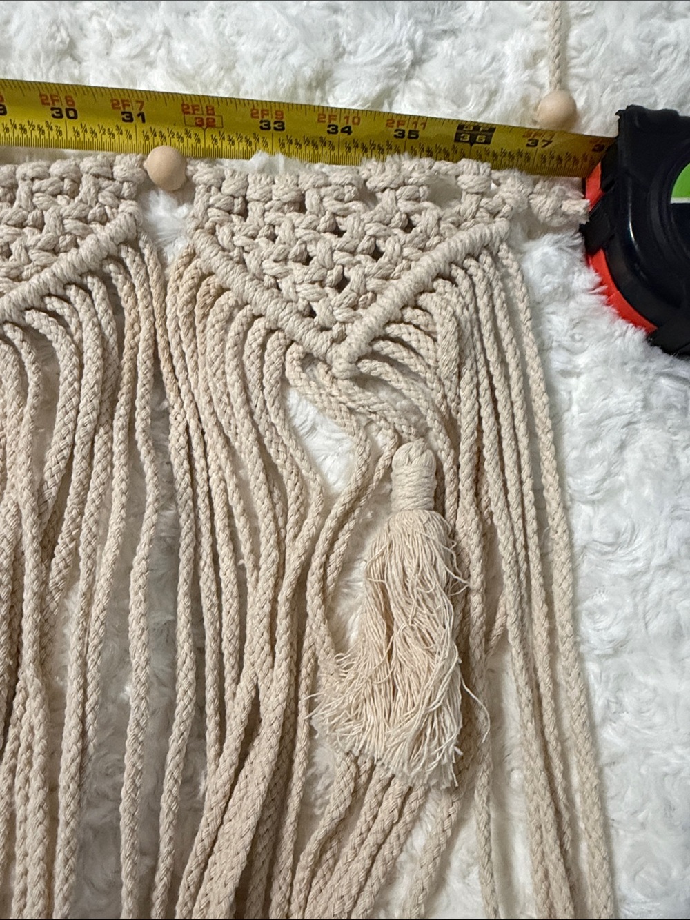 BOHO Beige Macrame Fringe Decorative Trim approximately 3ft x 2T NEW - Picture 3 of 6